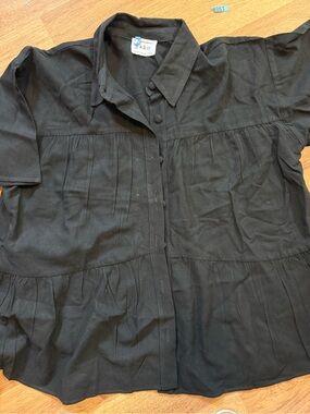 SABO Black Tiered Button Front Mini Dress Size S